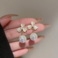 thumbnail image 4 of Eosunjian 1 Pair Stud Earrings Dainty Elegant Temperament French Style Faux Pearl Opal Flower Women Drop Earrings Jewelry Accessories White, 4 of 13