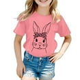 thumbnail image 2 of Zhuashum Baby Boys Girls T Shirts 2024 Cute Easter Cartoon Bunny Print Short Sleeved T Shirt Solid Color Round Neck Summer Children'S Toddler Festival Out Wear Top Pink,Size:9-10 Years, 2 of 3