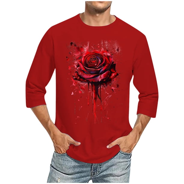 Blusas y camisas de manga larga y cuello redondo para hombre, blusas casuales de moda con cuello redondo y manga corta, blusas de poliéster para hombre