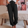thumbnail image 2 of Pantalones sólidos casuales de mujer con bolsillo Cómodos pies de corbata Pantalones largos Fridja hfkajh101991, 2 of 6
