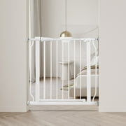 EDX Baby Gate for Stairs and Doorways, 30" Height Safety Gate for Kids and Pets, Adjustable Width 29.1"–33.8", Pressure Mounted Child Gate for Hallways and Openings, White