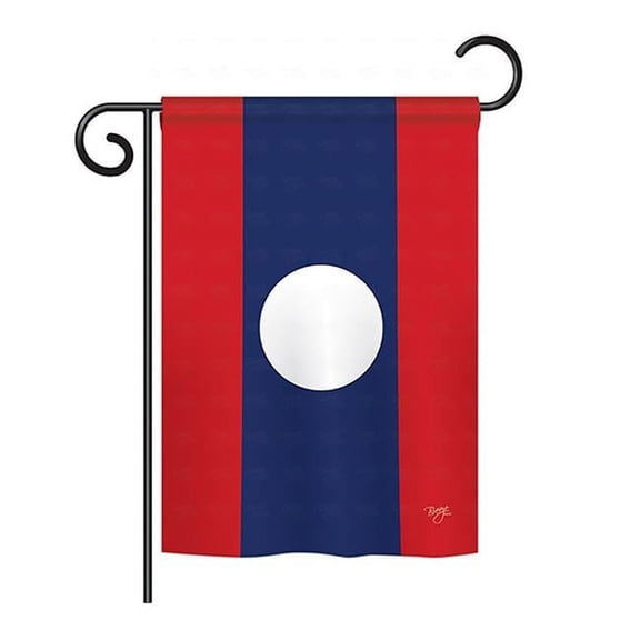 Breeze Decor BD-CY-GS-108262-IP-BO-D-US15-BD 13 x 18.5 in. Laos Flags of the World Nationality Impressions Decorative Vertical Double Sided Garden Flag Set with Banner Pole