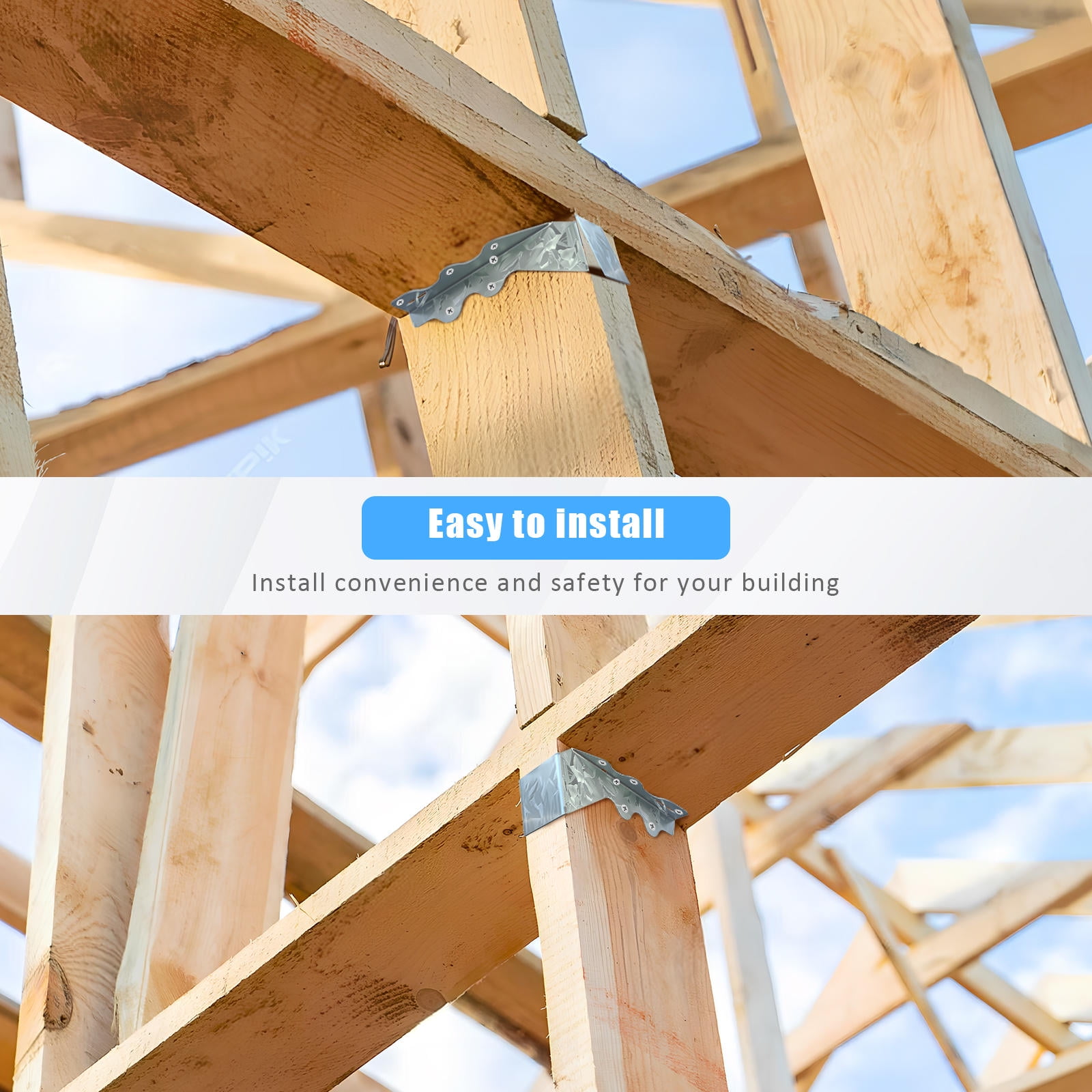 PTOOTP 20Pcs Wood Beam Hanger Brackets with Galvanized Finish for Outdoor Joist Support
