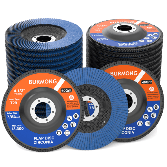 BURMONG Zirconia Flap Discs T29 Bevel Grinding Sanding Discs 30 Pack 4-1/2 Inch