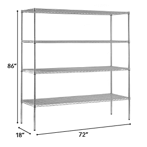 Muscle Rack 72 W X 18 D X 86 H 4 Shelf Steel Wire Shelving Unit 3200 Lb Capacity Chrome Walmart Com Walmart Com