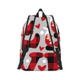 thumbnail image 2 of Bixox Buffalo Plaid Love And Gnome Printing Canvas Backpack Lightweight Casual Travel Backpack School Backpack Fits 15.6 Inch Notebook, 2 of 5