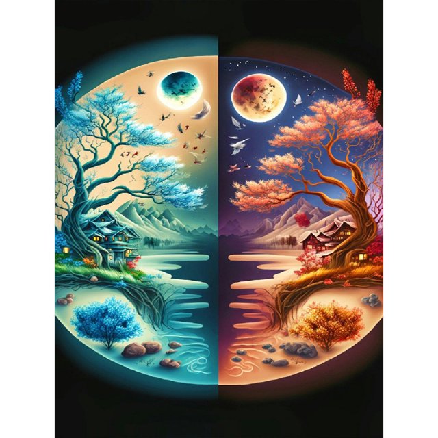 Pintura de diamante 5D DIY Taladro redondo completo Kit de paisaje Decoración para el hogar Artesanía (10) FLhrweasw Nuevo