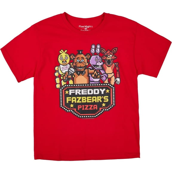 Five Nights At Freddy's T-Shirt Fazbears Pizza Pixel Design Kids Tee