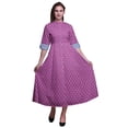 thumbnail image 1 of Bimba Robe Anarkali Géométrique Rose Fuchsia Col Mandarin Sans Manches Kurtis pour Femmes Imprimé Robe Maxi XXX-Large, 1 of 6
