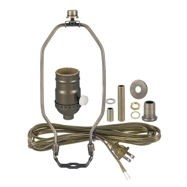 Antique Brass Finish Table Lamp Wiring Kit With 6 Inch Harp Full Range Dimmer Socket By B P Com Antique Brass Finish Table Lamp Wiring, Antique Floor Lamp Rewire Kit