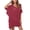 Wine, variant on Women's Swimsuit Cover Ups Scoop Neck Bathing Suit Coverups Dress Ruffle Short Sleeves Beachwear Loose Top