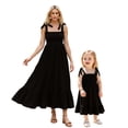 thumbnail image 2 of Mommy and Me Dresses Matching Outfits Solid Tie-Up Spaghetti Strap Long Dress for Photos, 2 of 7