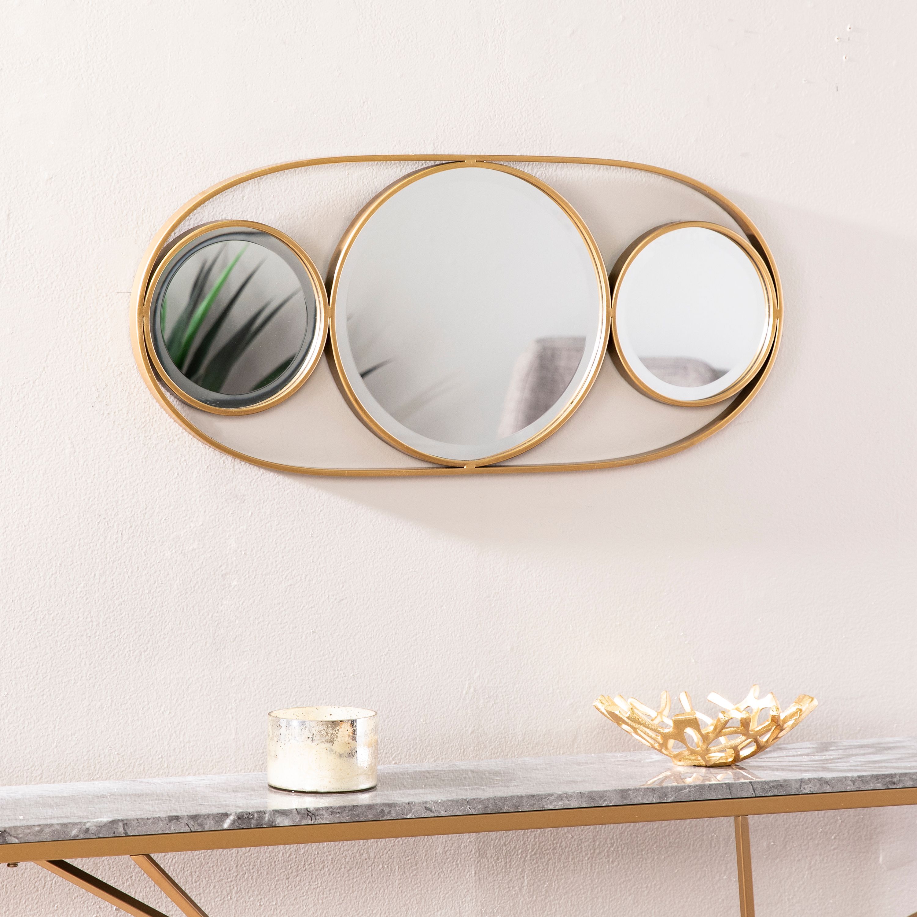 Lael Art Deco Glam Decorative Accent Mirror, Gold