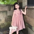 thumbnail image 6 of AINIYS Girls Short Sleeve Tulle A-Line Dress With Crew Neck And Hidden Back Zipper Lightweight Fabric For Casual Daily And Spring Outing Pink 5 Years, 6 of 8