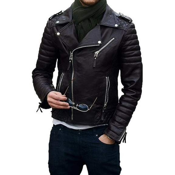 Men Leather Jacket Coat Motorcycle Biker Slim Fit Outwear Jackets A164