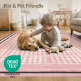thumbnail image 4 of ODIKA 3'x5' Washable Throw Rug Stain Resistant, Low Profile, Non-Slip Pink Contemporary Geometric Lattice Panel Abstract Interlocking for Entryway, Kitchen, Mudroom, 4 of 7