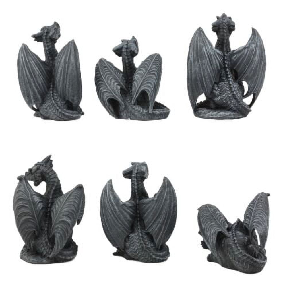 Ebros Six Faux Stone Gothic Mini Dragons Statue Set Myths Legends And Fantasy Action Dragon Figurine Collector Set