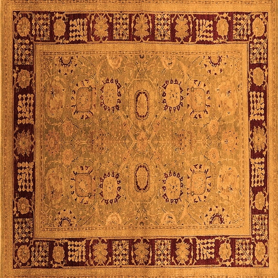 Ahgly Company Indoor Square Oriental Orange Traditional Area Rugs, 7' Square