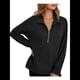 thumbnail image 3 of Sudadera Ligera y Suave de Larga con Solapa y Media Cremallera para Mujer, Estilo Informal, Holgada y con Cuello de . Negro L, 3 of 8