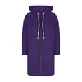 thumbnail image 3 of Aboser Long Hoodies for Women Zip Up Fleece Jacket Loose Fit Long Sleeve Tunic Sweatshirt Fall Winter Workout Sweatshirts 2026 Solid Color Knee Length Hoodie Jackets with Pockets Purple M, 3 of 8