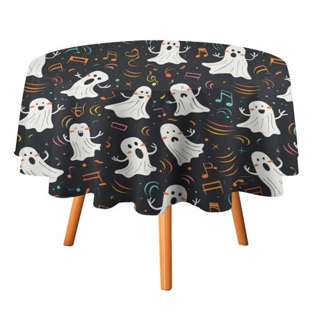 

JINGDS Halloween Ghosts Music Note Design-488 Round Table Cloth Halloween Tablecloth Thanksgiving Day Table Cloth Round Cover Circle Tablecloth for Halloween Thanksgiving Fall Party