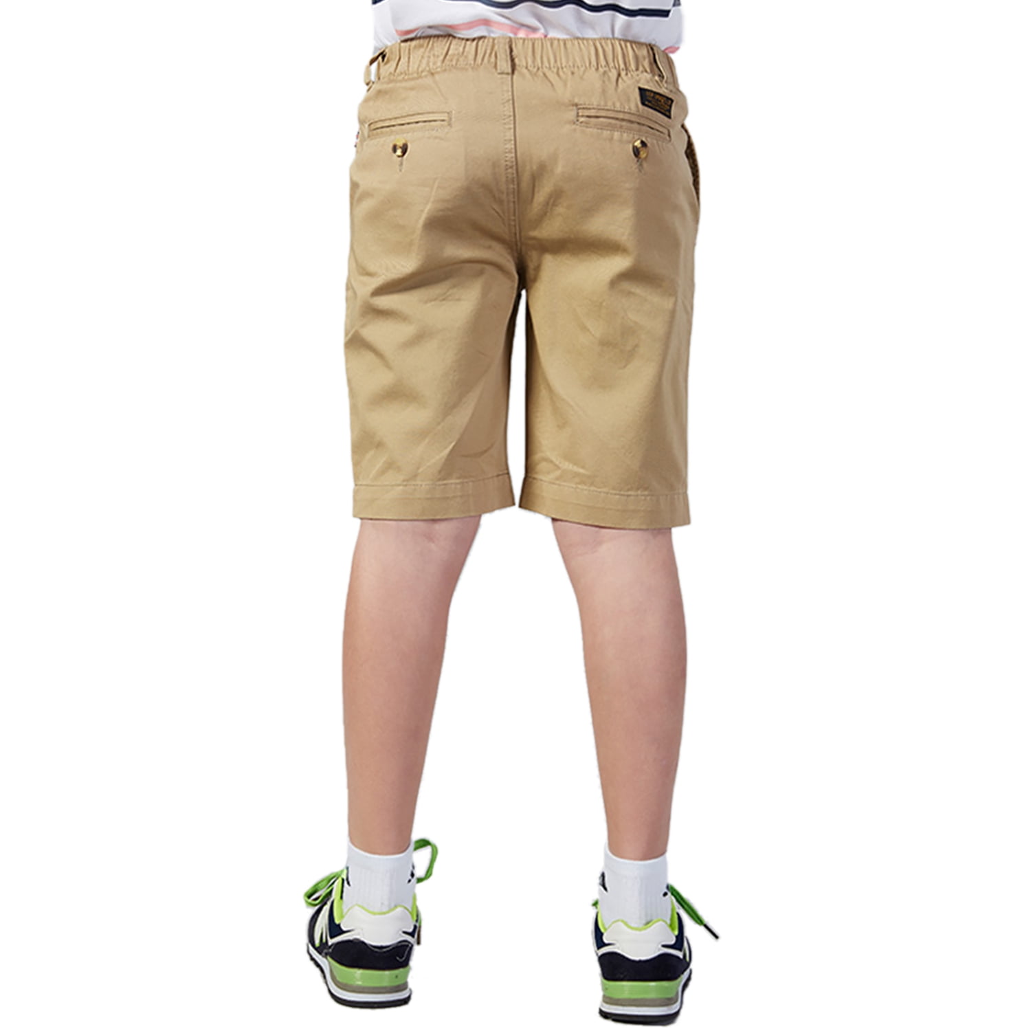 boys elastic waist khaki shorts