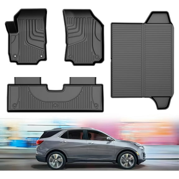 AOMSAZTO Floor Mats & Cargo Mats Fit for Chevy Equinox 2018-2024 - 1st & 2nd Row All Weather Protection Automotive Floor Liner Trunk Mat for Chevrolet Equinox Custom Fit Car Accessories