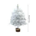thumbnail image 3 of Hometravel Mini Feather Christmas Tree, 18-Inch Tabletop Artificial Tree with LED Lights, Battery Powered Display with Hanging Ornaments, 3 of 9