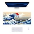 thumbnail image 2 of Japanese Sea Wave Large Mouse Pad,Cool Extended Gaming Desk Pad,Office Desk Mat,PU Leather Waterproof Mousepad,HD Printing, for School Office Home and Game,31.5" x 15.7" -Kanagawa Surfing, 2 of 7