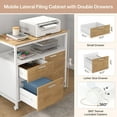 thumbnail image 2 of Tribesigns Modern File Cabinet with Drawers and Storage Shelves, Cabinet with Door, Rolling Caster (Light Brown & White), 2 of 5