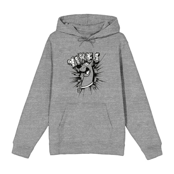 Scooby-Doo Yikes Adult Heather Gray Long Sleeve Hoodie-Large