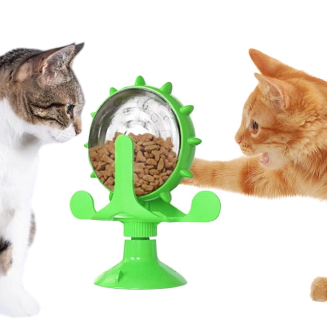 Cat Treat dispenser juguete anti -come en exceso de ejercicio de dispensación de alimentos Sky Wheel sin deslizamiento para perros pequeños y medianos Verde