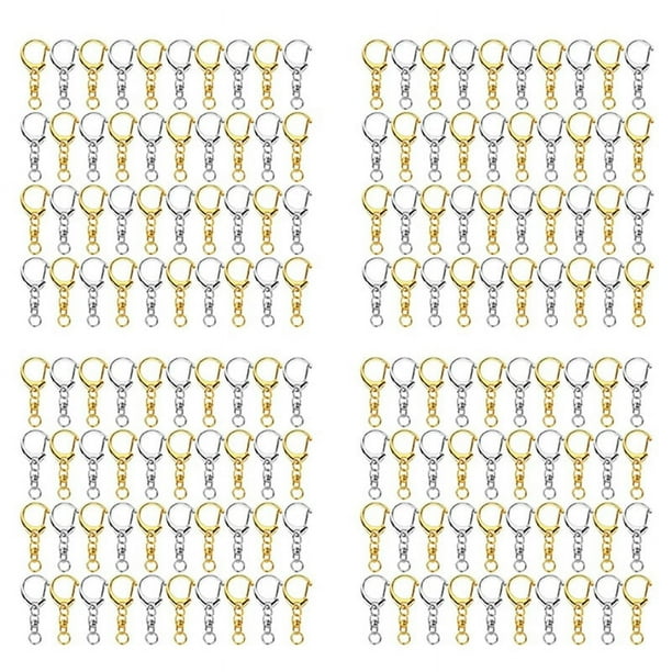 Herrajes para Llaveros con Gancho en D de 400 Piezas con Anillos de Salto, Clips de Divididos de Metal con Cadena para Hacer Amuletos Artesanales DIY