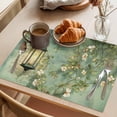 thumbnail image 3 of Spring Leaves Placemats Set of 8 Oil Light White Flowers Country Vintage Green Place Mats Indoor Wipeable Table Mats Washable Dining Table Placemats for Kitchen Holiday Party Home Decor 13x19 Inch, 3 of 9