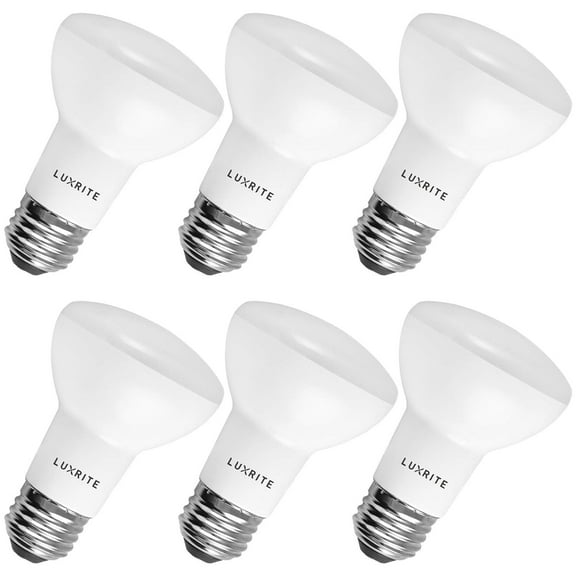 Luxrite BR20 LED Flood Light Bulb, 6.5W=45W, 2700K Warm White, 460 Lumens, Dimmable, UL Listed, E26 Base 6-Pack