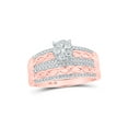 thumbnail image 2 of FB Jewels 10kt Rose Gold His Hers Round Diamond Cluster Matching Wedding Set 1 Cttw, 2 of 4
