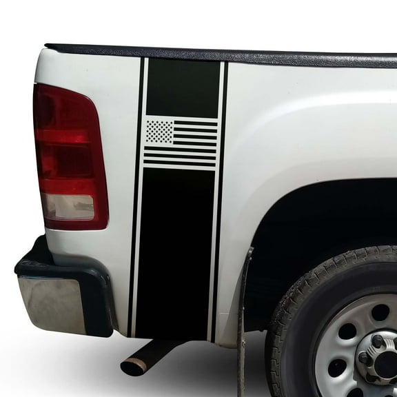 American USA Flag Racing Stripes Rear Truck Bed Vinyl Decal Sticker Sport Lines Styling Straight Lines Compatible with Most Pickup Trucks Back Graphic Sporting (11" x 35", Black)