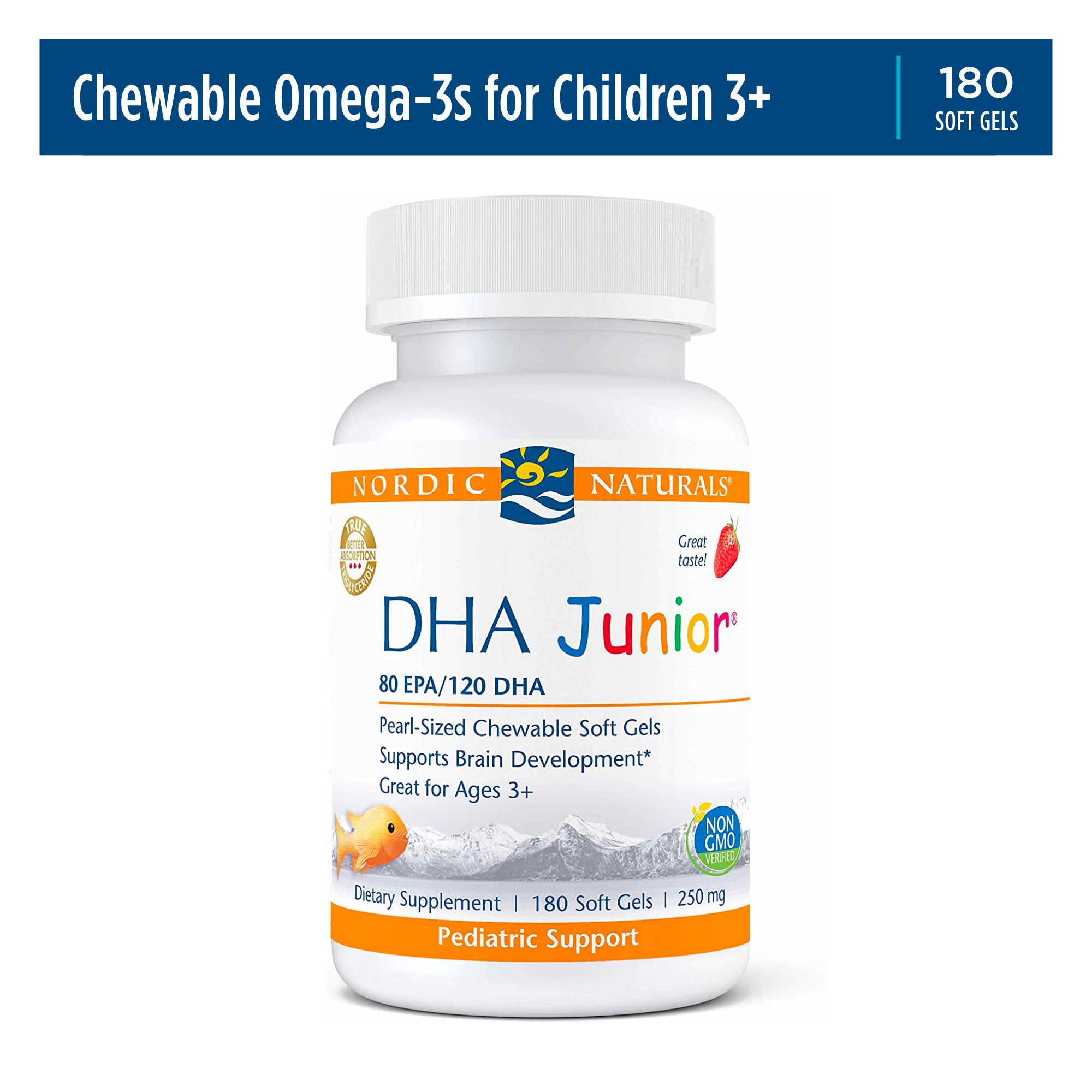 Nordic Naturals Pro DHA Junior Mini Softgels, 250 Mg, Fish Oil, 180 Ct