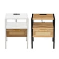 thumbnail image 2 of mteryoing Nightstand With Power Outlet USB Ports Drawer Solid Wood Legs Side Table Modern Rattan End Table For Living Room 15.75", 2 of 8