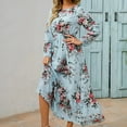 thumbnail image 3 of USSUMA Summer Dresses for Women 2025 Summer Dresses Short Sleeve Crew Neck Casual Printed Floral Loose Fit Maxi Dress Leisure Skirts Breathable Skirt Business today Discount Blue Dress Size-XXL, 3 of 4