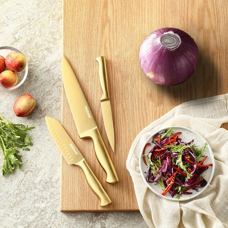 McCook MC21GB 15-Piece Golden Titanium Kitchen Knife Set