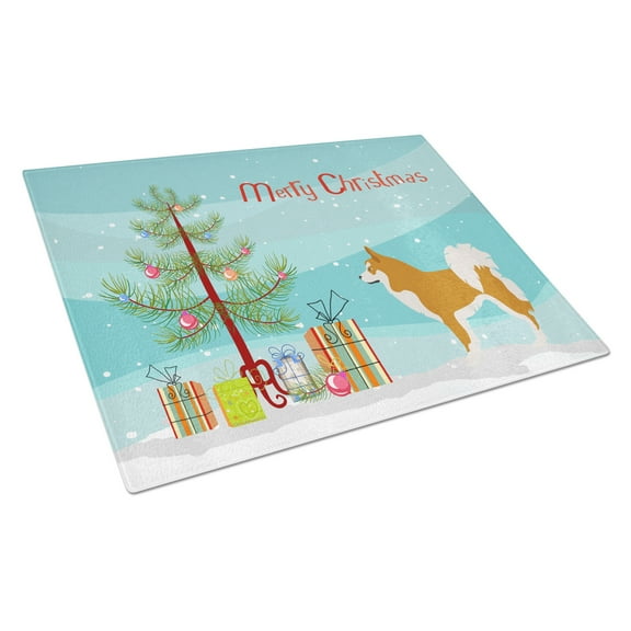 Caroline's Treasures Icelandic Sheepdog Christmas Glass Cutting Board Large