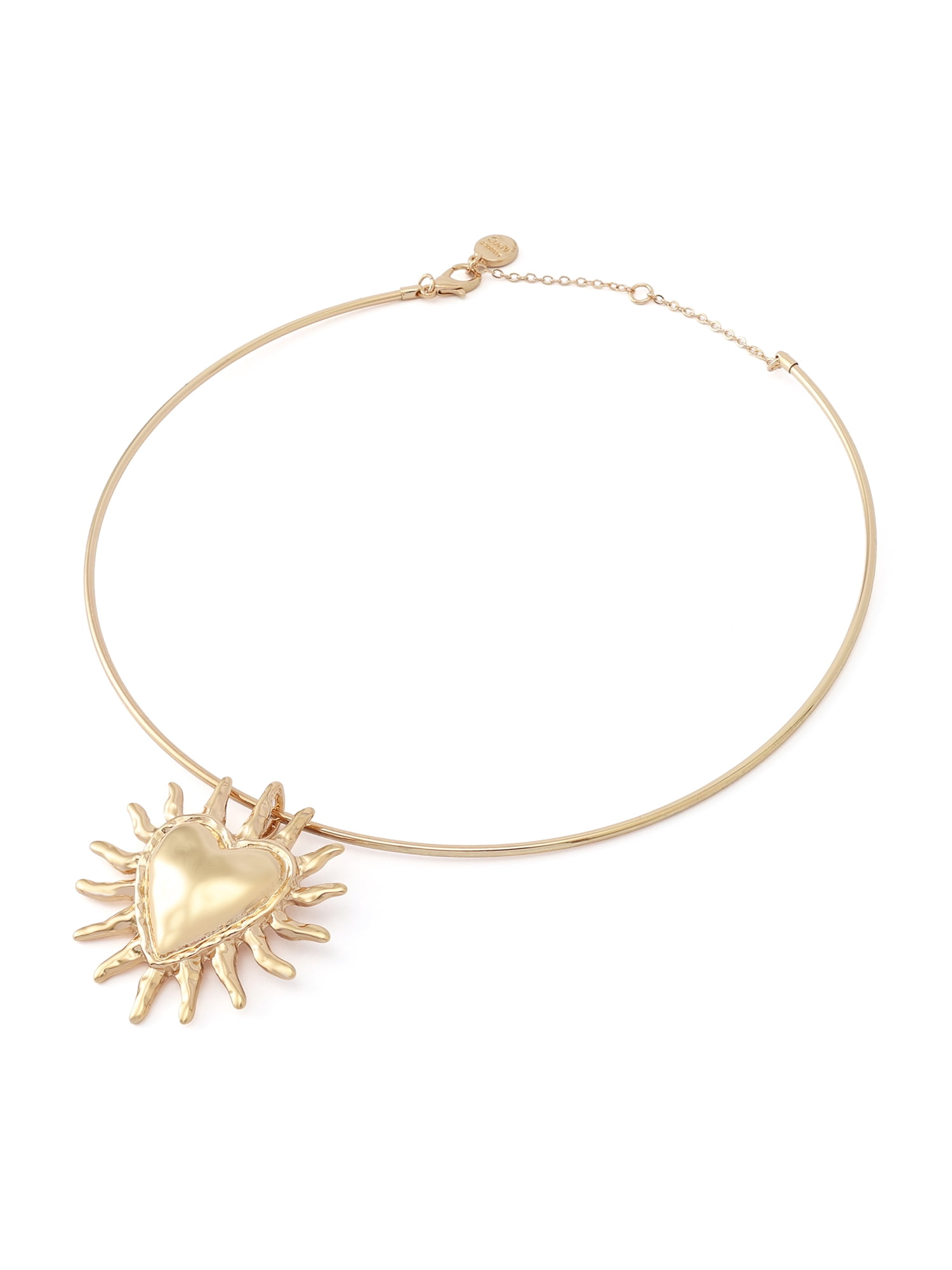 Madden NYC Women's Fashion Gold-Tone Heart Sun Pendant Wire Necklace