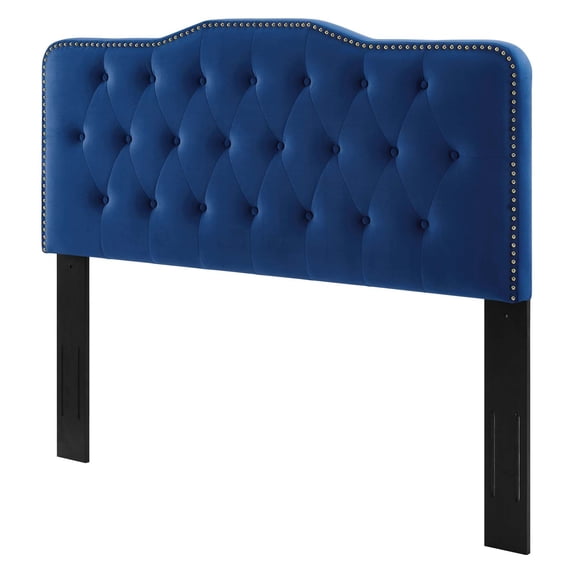 Tufted Headboard, Twin Size, Velvet, Blue Navy, Modern Contemporary Urban Design, Bedroom Master Guest Suite