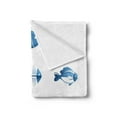 thumbnail image 2 of Fish Soft Flannel Fleece Throw Blanket, Array of Fish Silhouettes Marine Life Sea Ocean Related Images Pattern Fish Bones, Cozy Plush for Indoor and Outdoor Use, 70" x 90", Blue White, by Ambesonne, 2 of 5