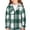 Dark Green, variant on Long Sleeve Plaid Button Down Shirt for Girls with Hood Casual Flannel Top Single Chest Pocket Classic Fit Design
