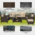 thumbnail image 6 of 7-Piece Outdoor Sectional Patio Furniture Set, All-Weather Wicker Rattan Sofa with Thick Washable Cushions & Tempered Glass Table, Perfect for Garden, Poolside, Backyard (Beige), 6 of 8