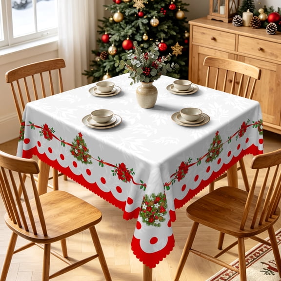 Tchckioa Merry Christmas Square Tablecloth,52x52 Inch Waterproof Table Cover for Kitchen