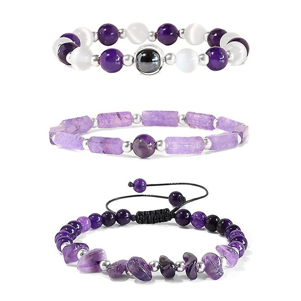 3 pulseras ajustables para yoga Friendshi, pulsera elástica de cristal para mujeres y hombres