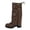 Brown, variant on Women's Slouchy Knee High Boots - Black, Pointed Toe, Fold Over, Chunky, Shark Boots